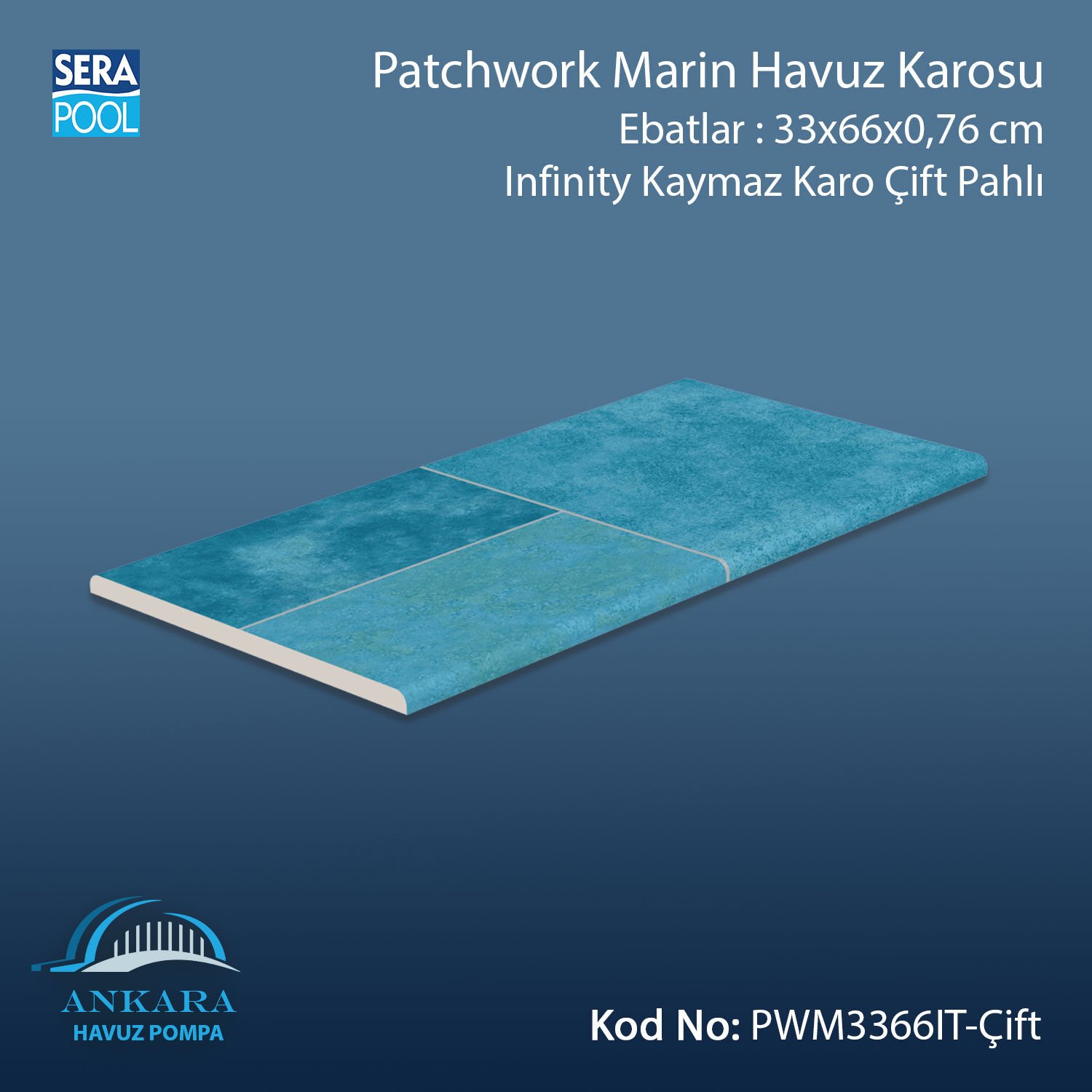 Patchwork Marin 33x66x0,76 cm Infinity Kaymaz Karo Çift Pahlı