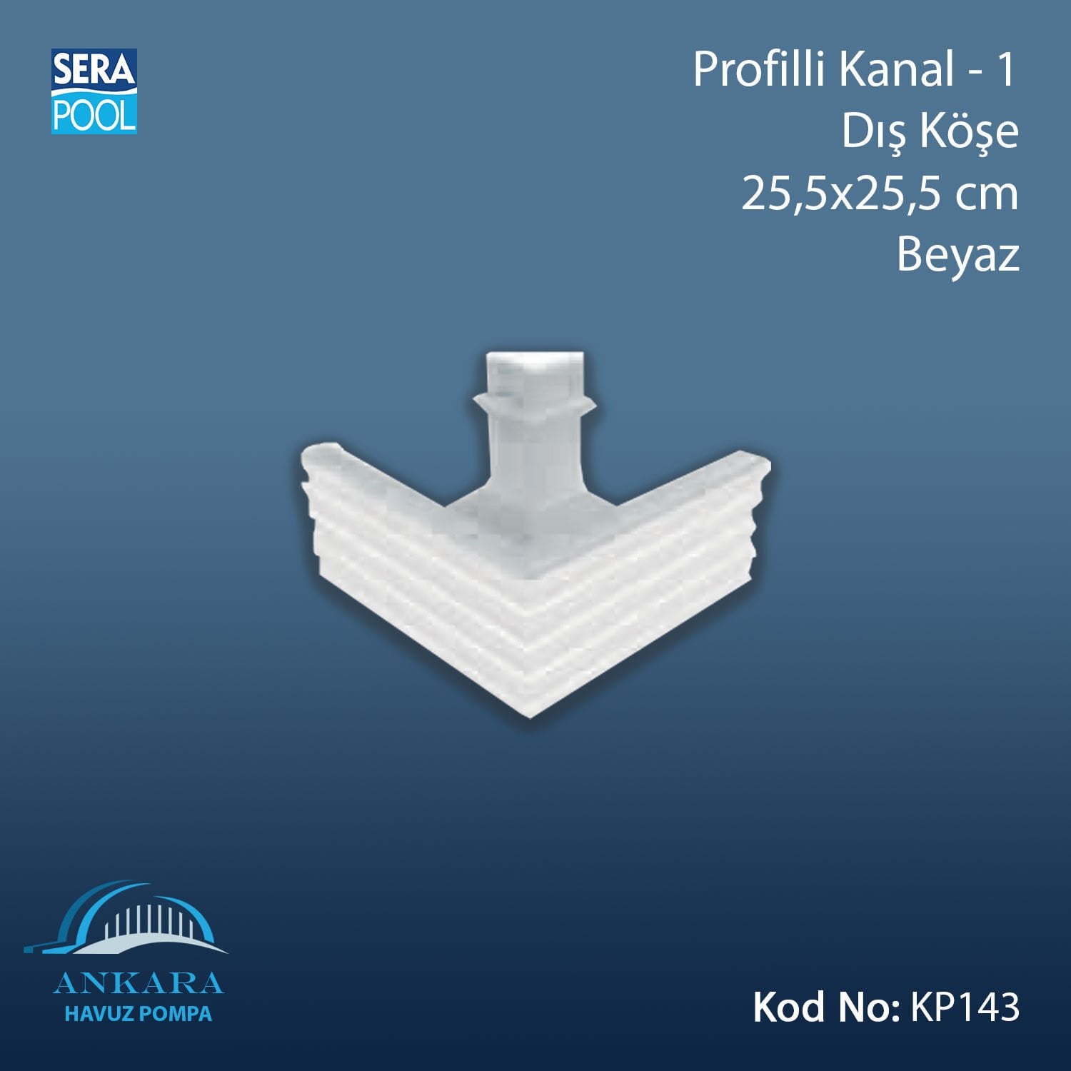 Profilli Kanal-1 - Dış Köşe - 25,5x25,5 cm Beyaz