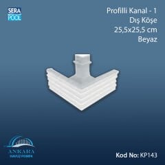 Profilli Kanal-1 - Dış Köşe - 25,5x25,5 cm Beyaz
