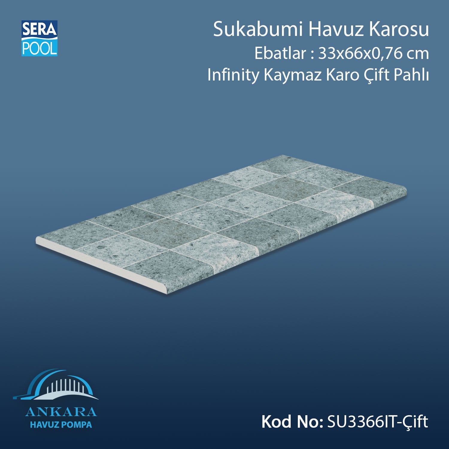 Sukabumi 33x66x0,76 cm Infinity Kaymaz Karo Çift Pahlı