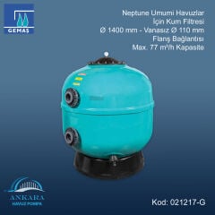 Neptune Kum Filtresi - Ø1400 mm Vanasız Ø110 mm Flanş Bağlantılı - Max. 77 m³/h