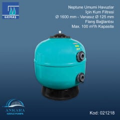 Neptune Kum Filtresi - Ø1600 mm Vanasız Ø125 mm Flanş Bağlantılı - Max. 100 m³/h Kapasite