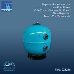 Neptune Kum Filtresi - Ø1600 mm Vanasız Ø125 mm Flanş Bağlantılı - Max. 100 m³/h Kapasite