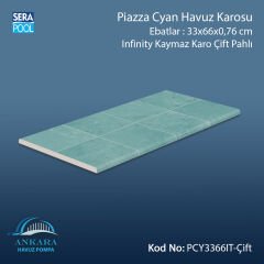 Piazza Cyan 33x66x0,76 cm Infinity Kaymaz Karo Çift Pahlı