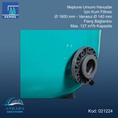 Neptune Kum Filtresi - Ø2000 mm Vanasız Ø160 mm Flanş Bağlantılı - Max. 157 m³/h Kapasite