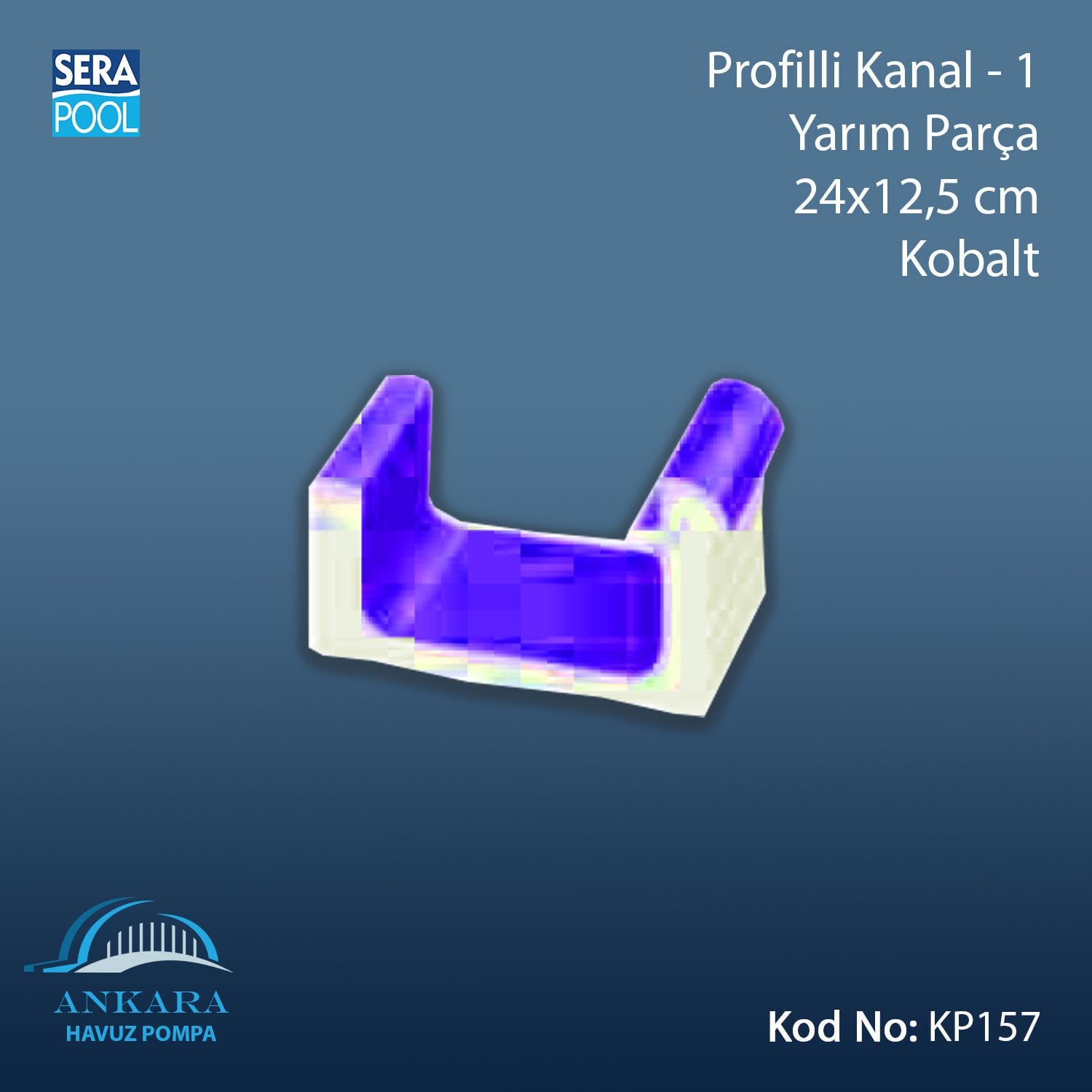 Profilli Kanal-1 - Yarım Parça - 24x12,5 cm Kobalt