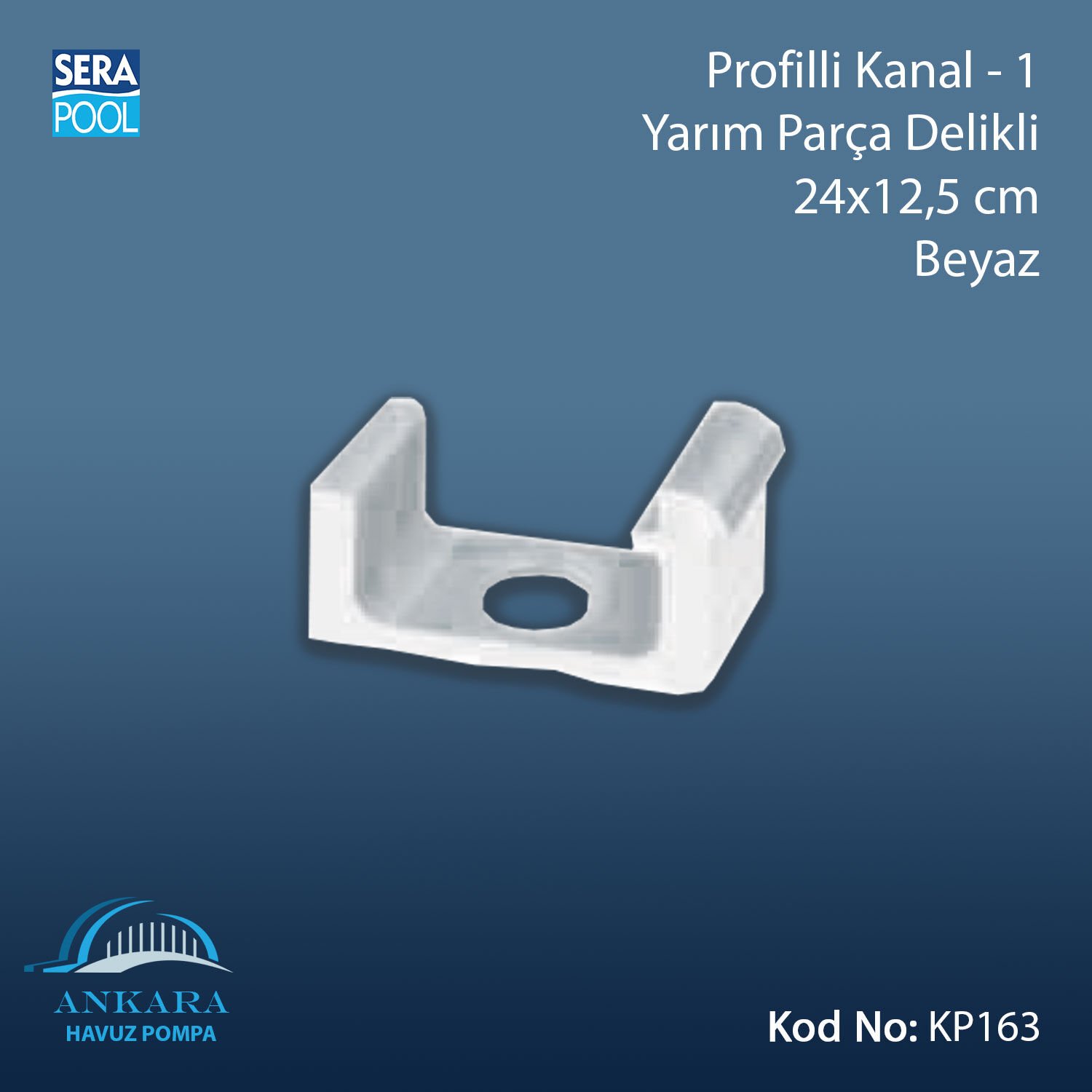 Profilli Kanal-1 - Yarım Parça Delikli - 24x12,5 cm Beyaz