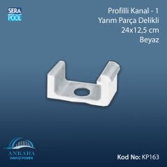Profilli Kanal-1 - Yarım Parça Delikli - 24x12,5 cm Beyaz
