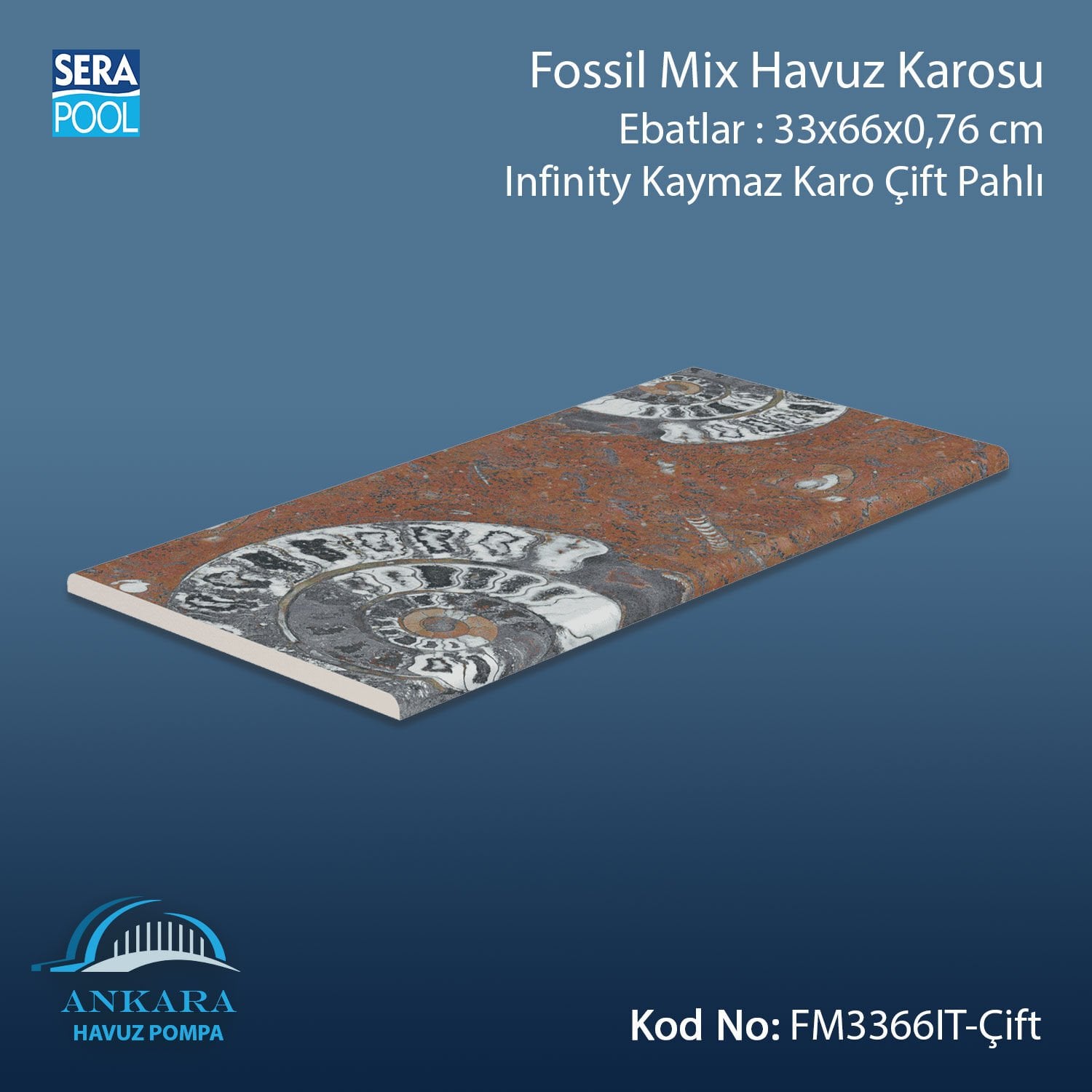 Fossil Mix 33x66x0,76 cm Infinity Kaymaz Karo Çift Pahlı