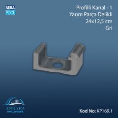 Profilli Kanal-1 - Yarım Parça Delikli - 24x12,5 cm Gri