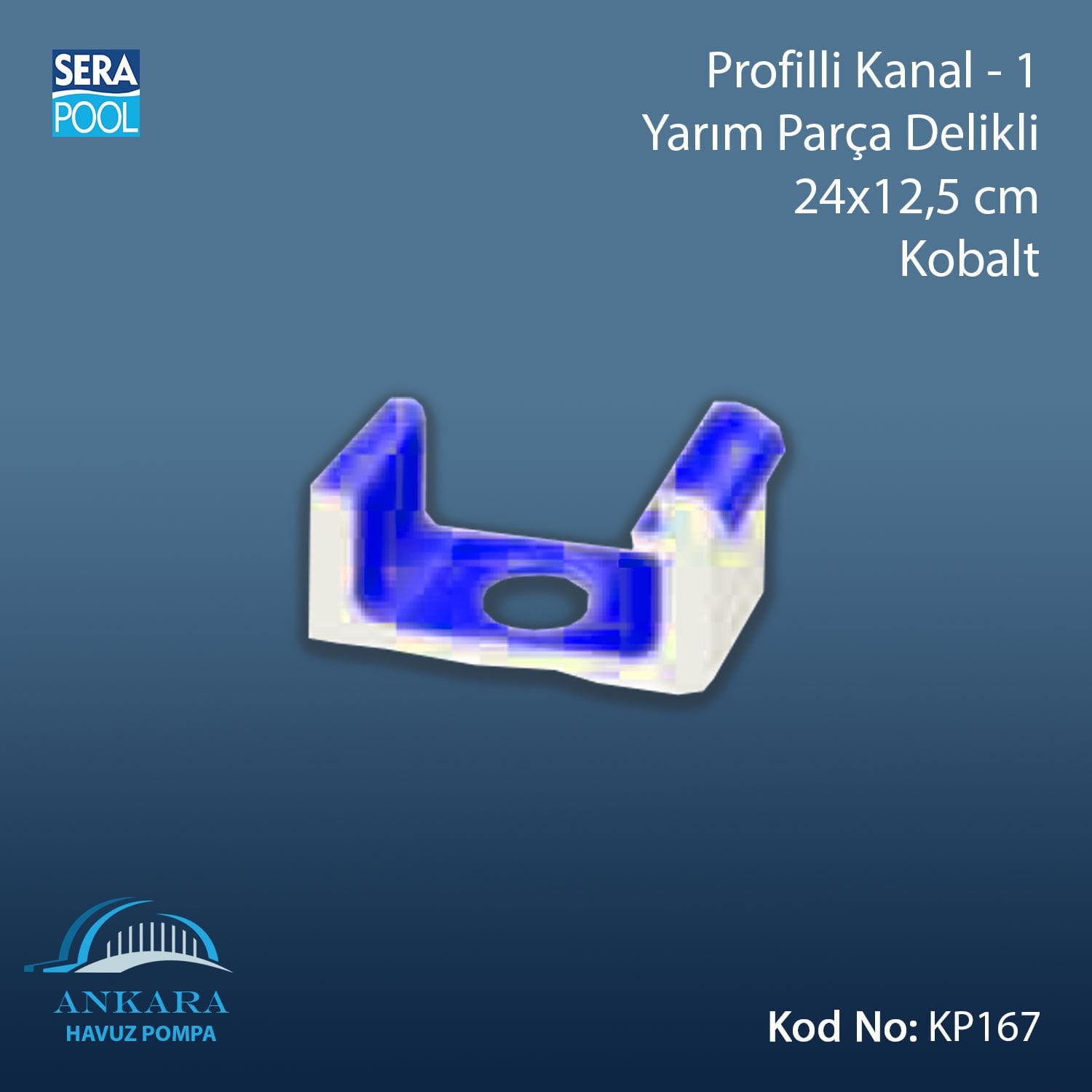 Profilli Kanal-1 - Yarım Parça Delikli - 24x12,5 cm Kobalt