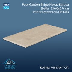 Pool Garden Beige 33x66x0,76 cm Infinity Kaymaz Karo Çift Pahlı