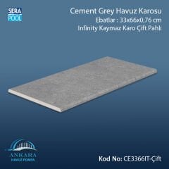 Cement Grey 33x66x0,76 cm Infinity Kaymaz Karo Çift Pahlı