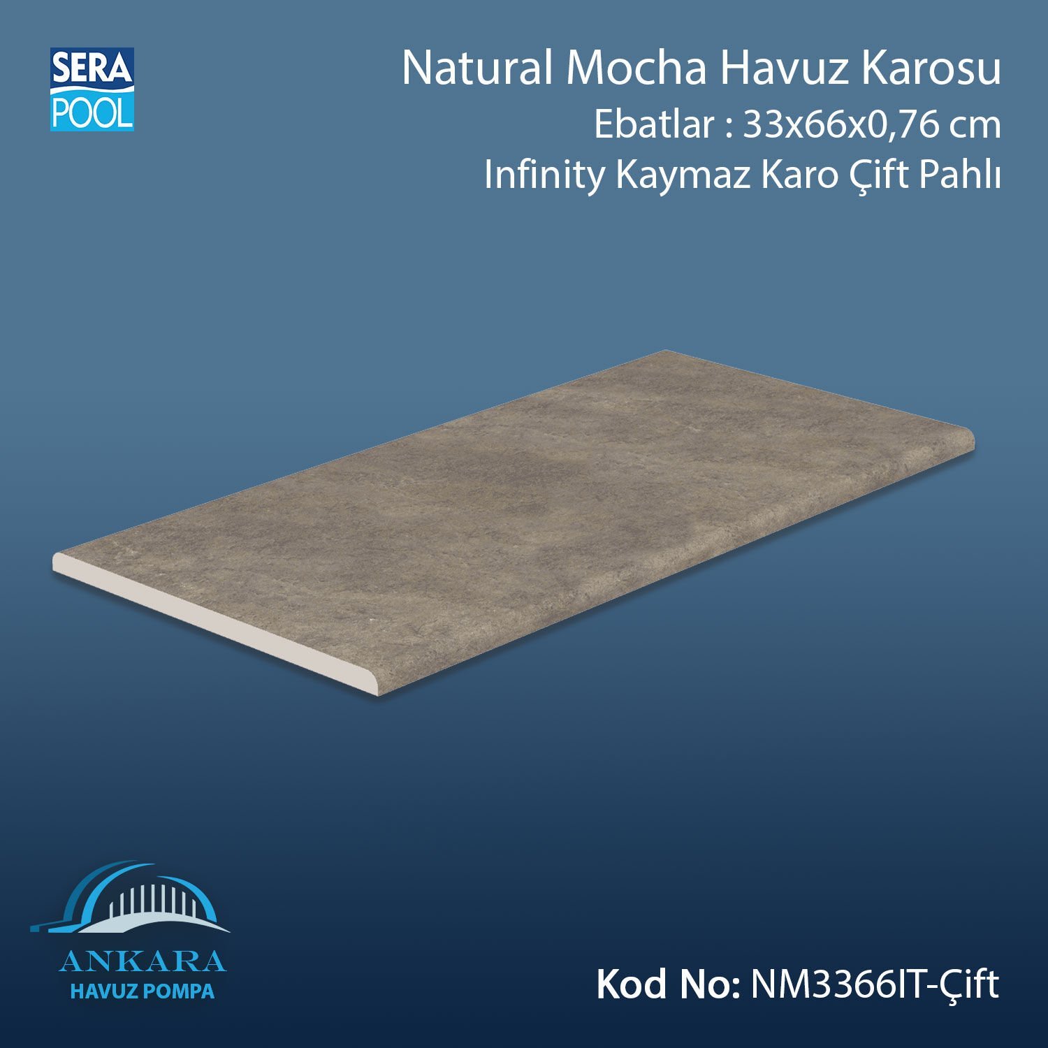 Natural Mocha 33x66x0,76 cm Infinity Kaymaz Karo Çift Pahlı