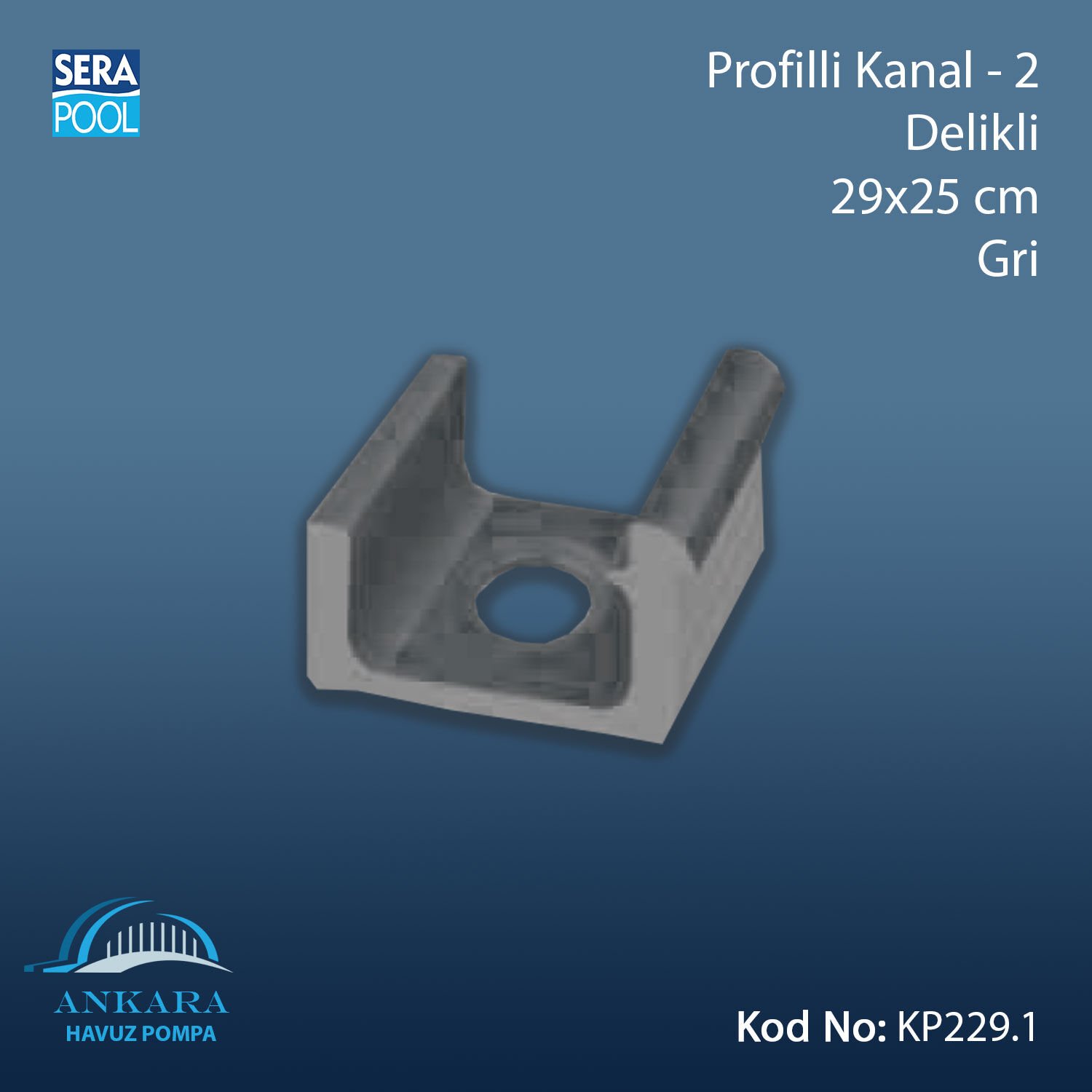 Profilli Kanal-2 - Delikli - 29x25 cm Gri