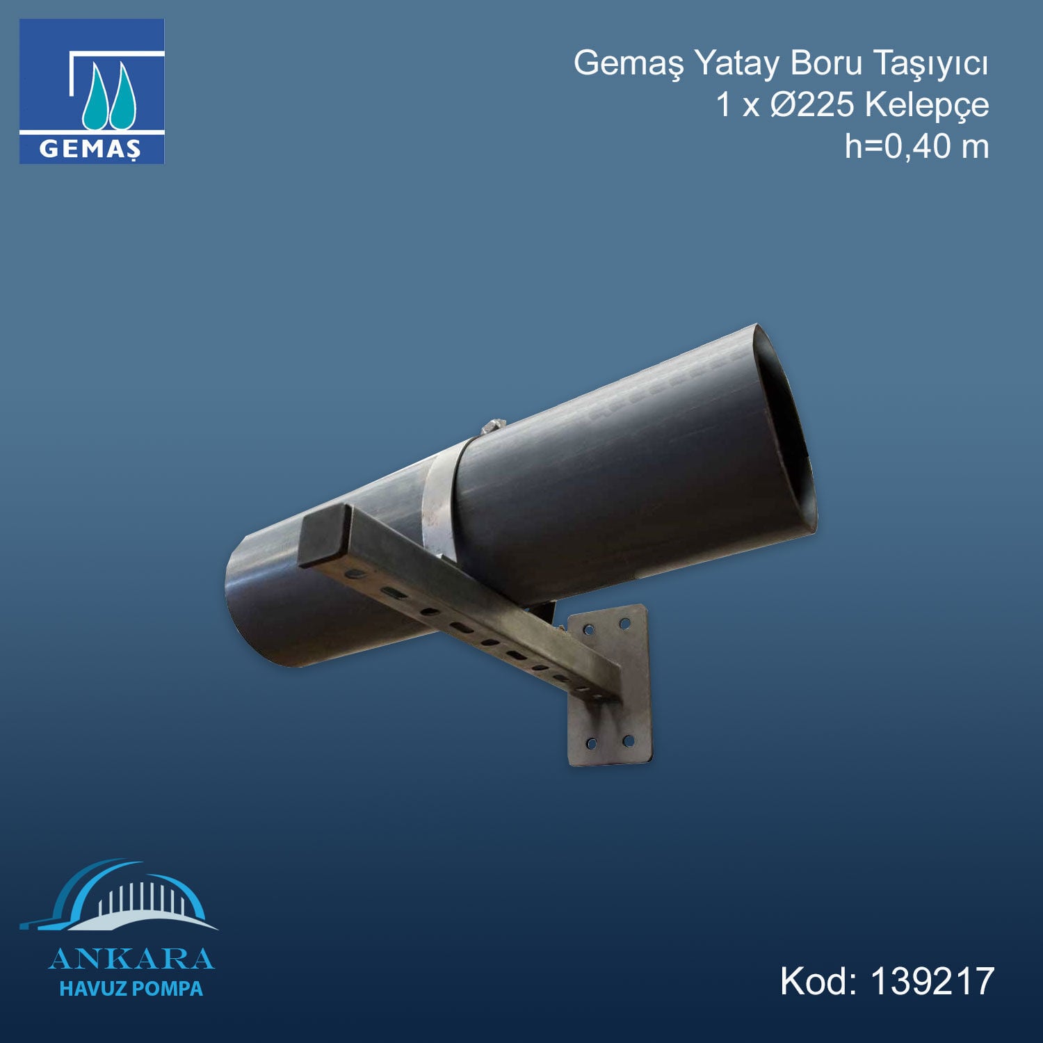 Yatay Boru Taşıyıcı 1 x Ø225 Kelepçe