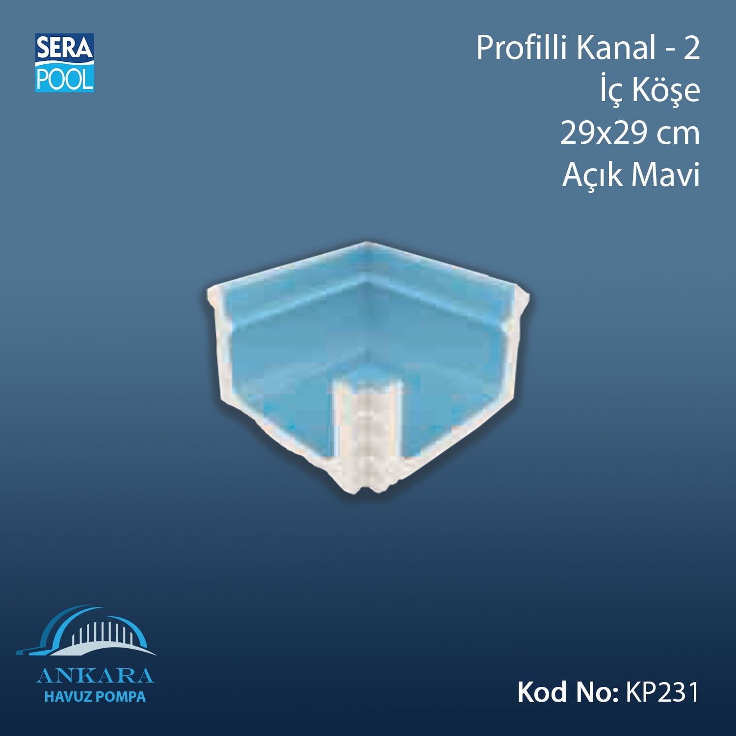 Profilli Kanal-2 - İç Köşe - 29x29 cm Açık Mavi