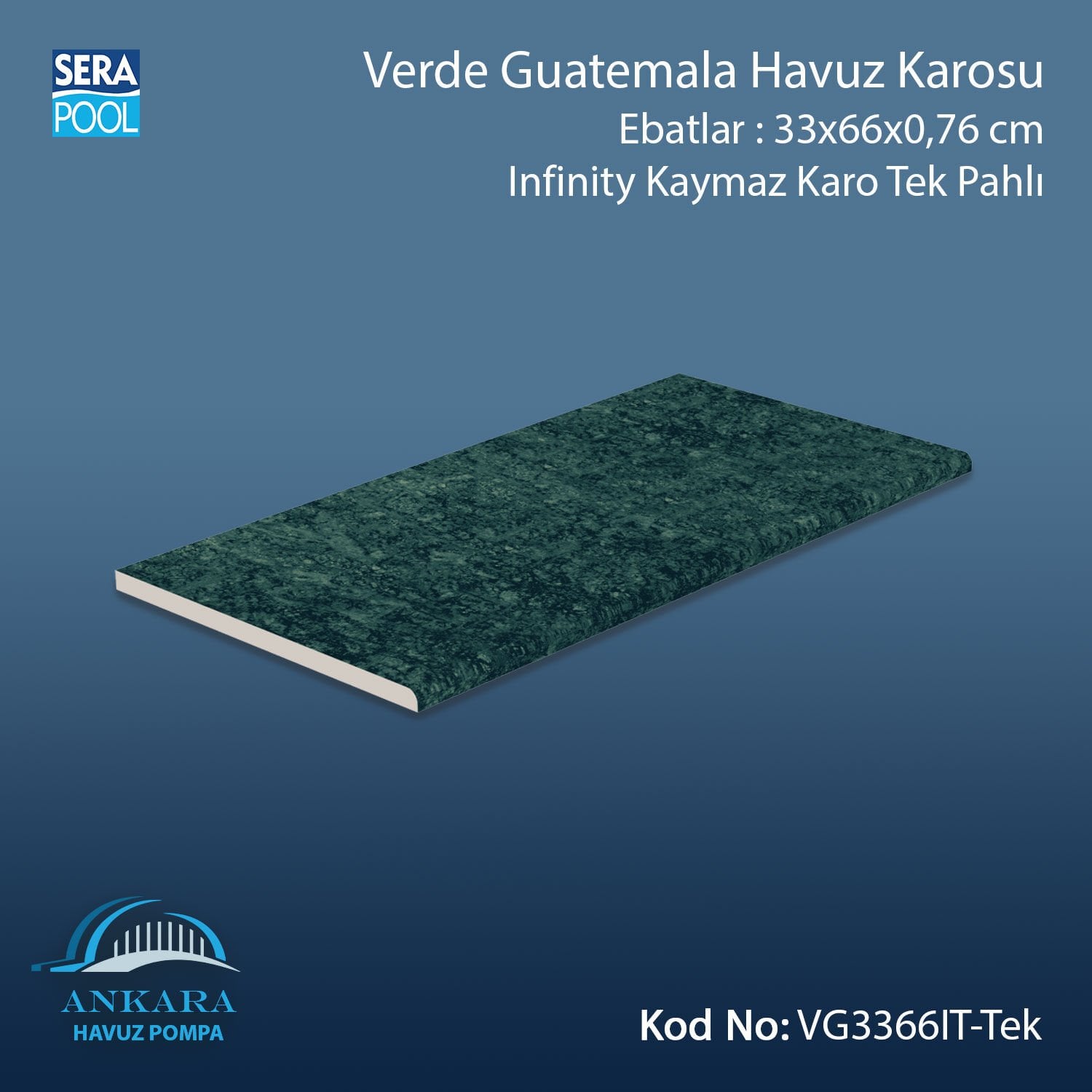 Verde Guatemala 33x66x0,76 cm Infinity Kaymaz Karo Tek Pahlı