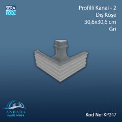 Profilli Kanal-2 - Dış Köşe - 30,6x30,6 cm Gri
