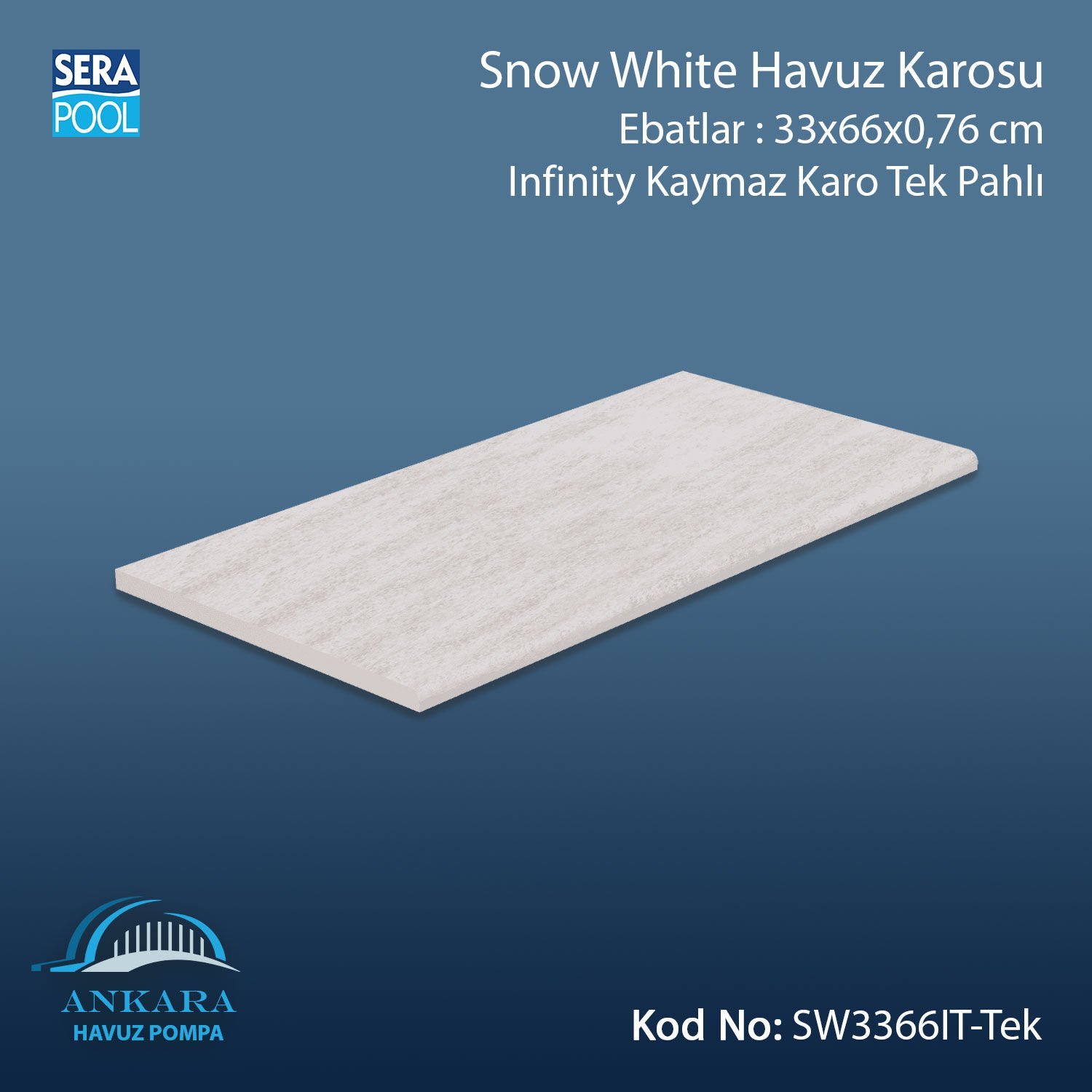 Snow White 33x66x0,76 cm Infinity Kaymaz Karo Tek Pahlı