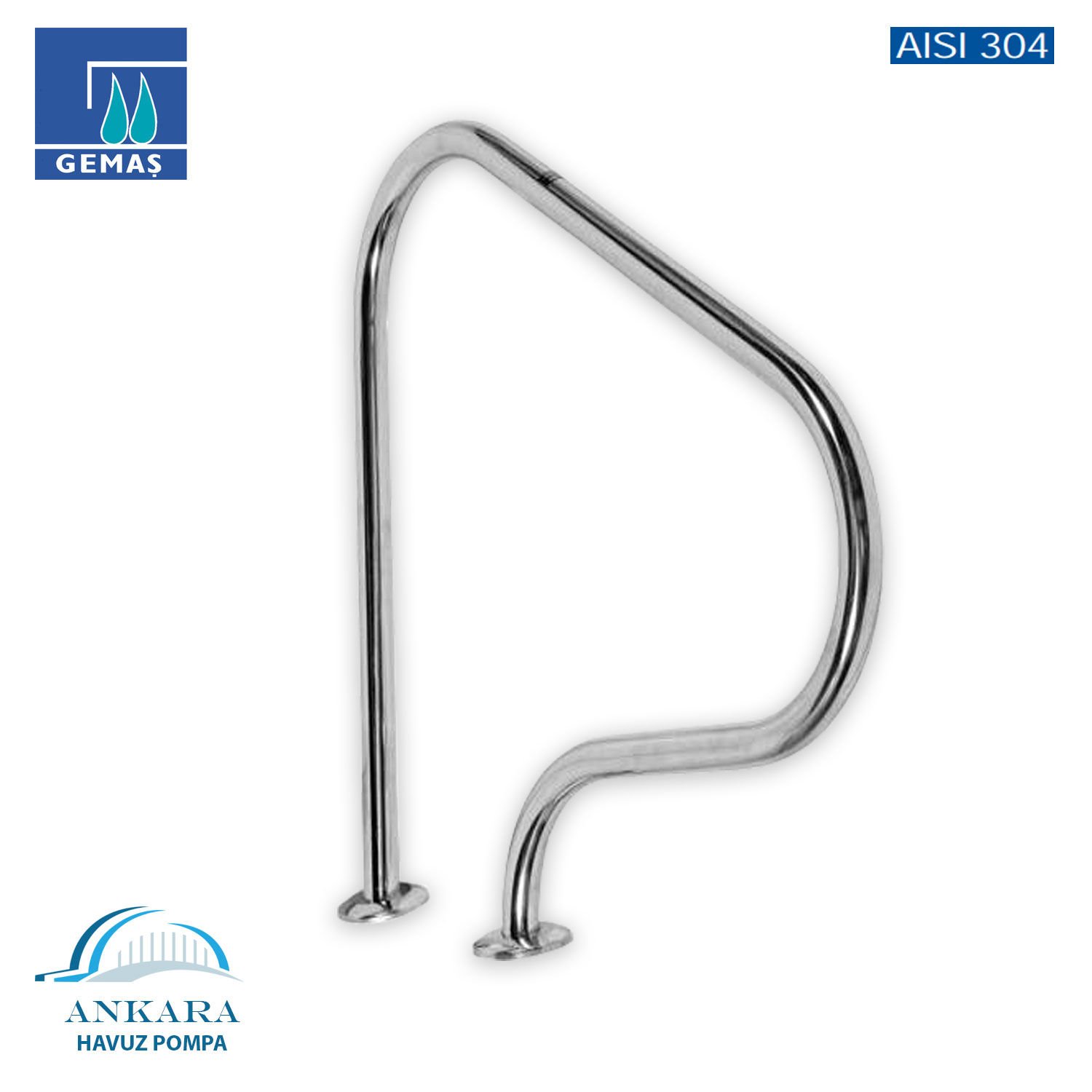 Derin Havuz Merdiven Tutamağı Çiftli - 304 Kalite Paslanmaz Çelik