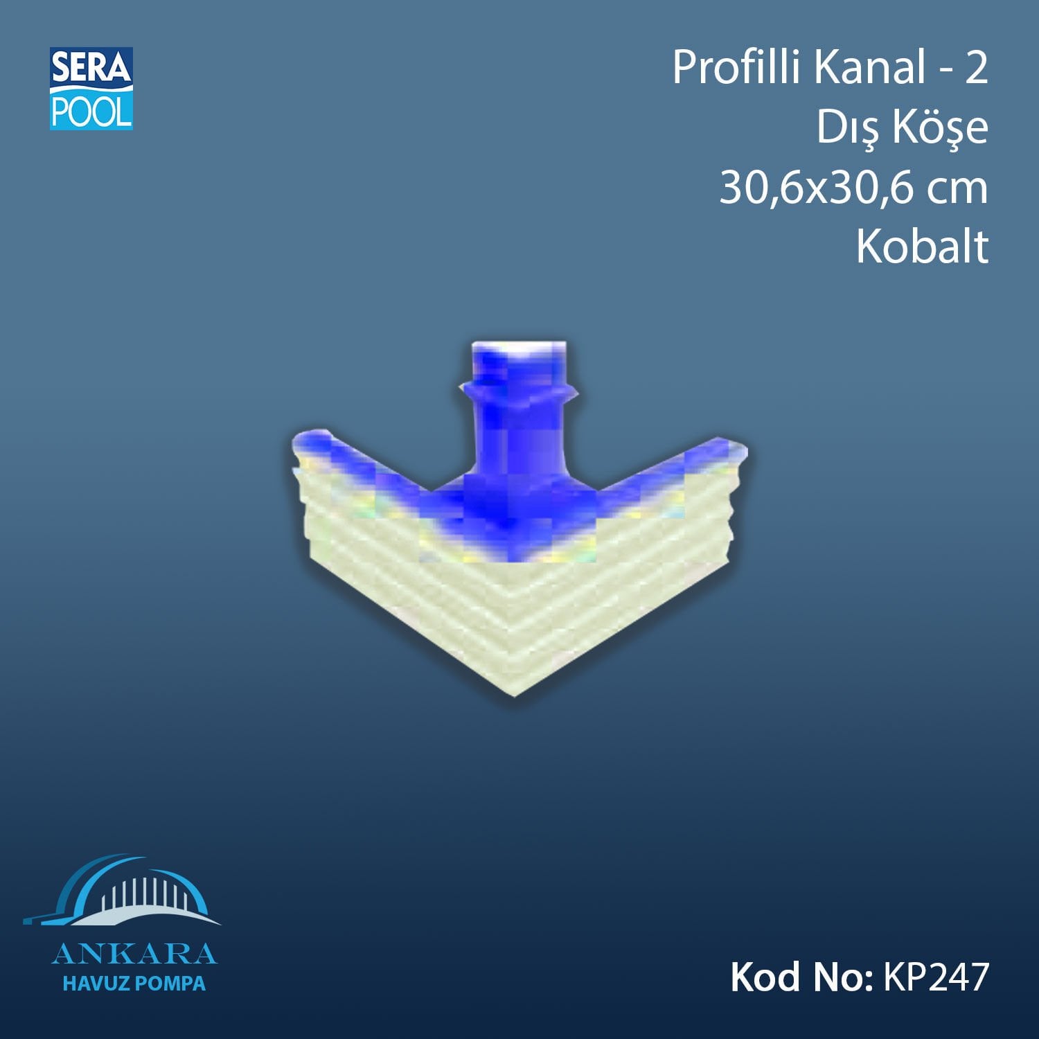 Profilli Kanal-2 - Dış Köşe - 30,6x30,6 cm Kobalt