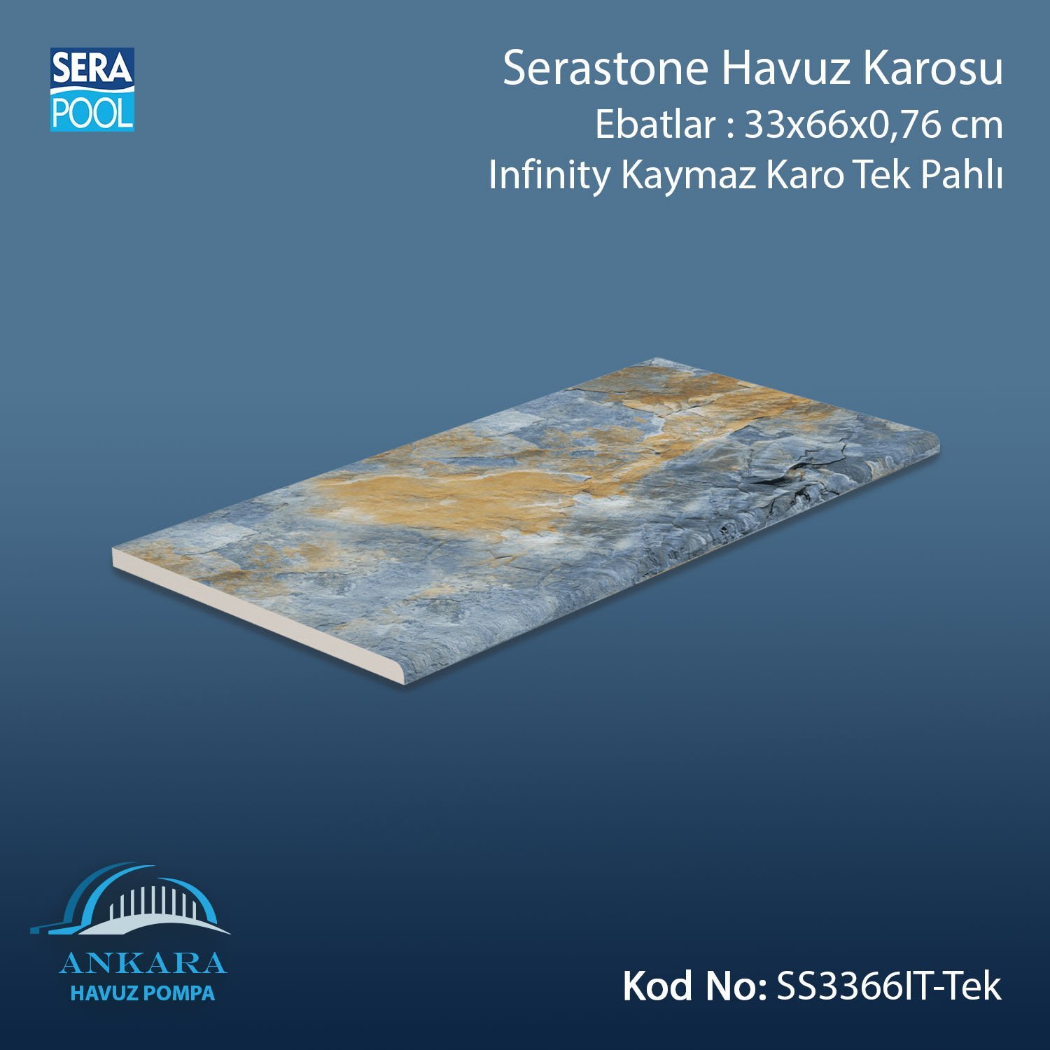Serastone 33x66x0,76 cm Infinity Kaymaz Karo Tek Pahlı