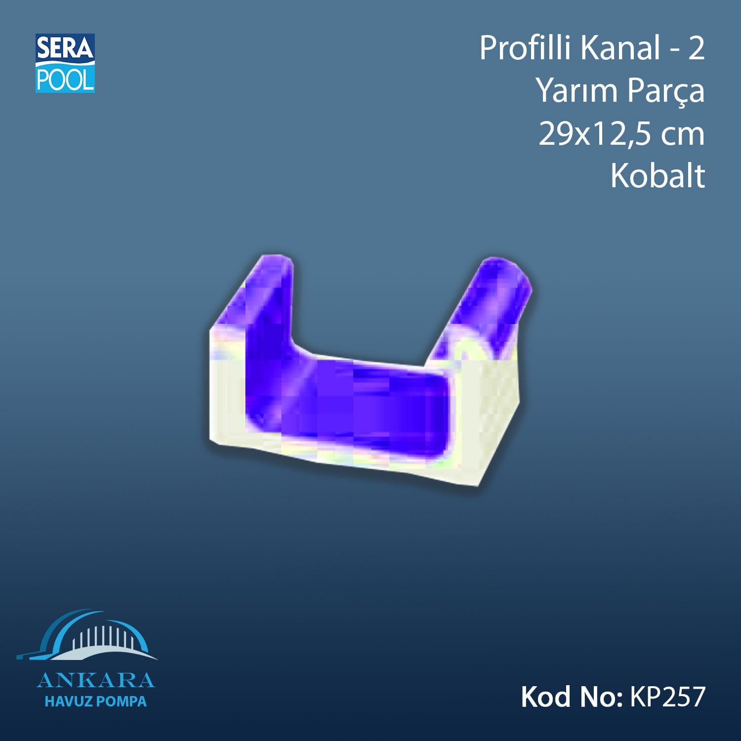 Profilli Kanal-2 - Yarım Parça - 29x12,5 cm Kobalt