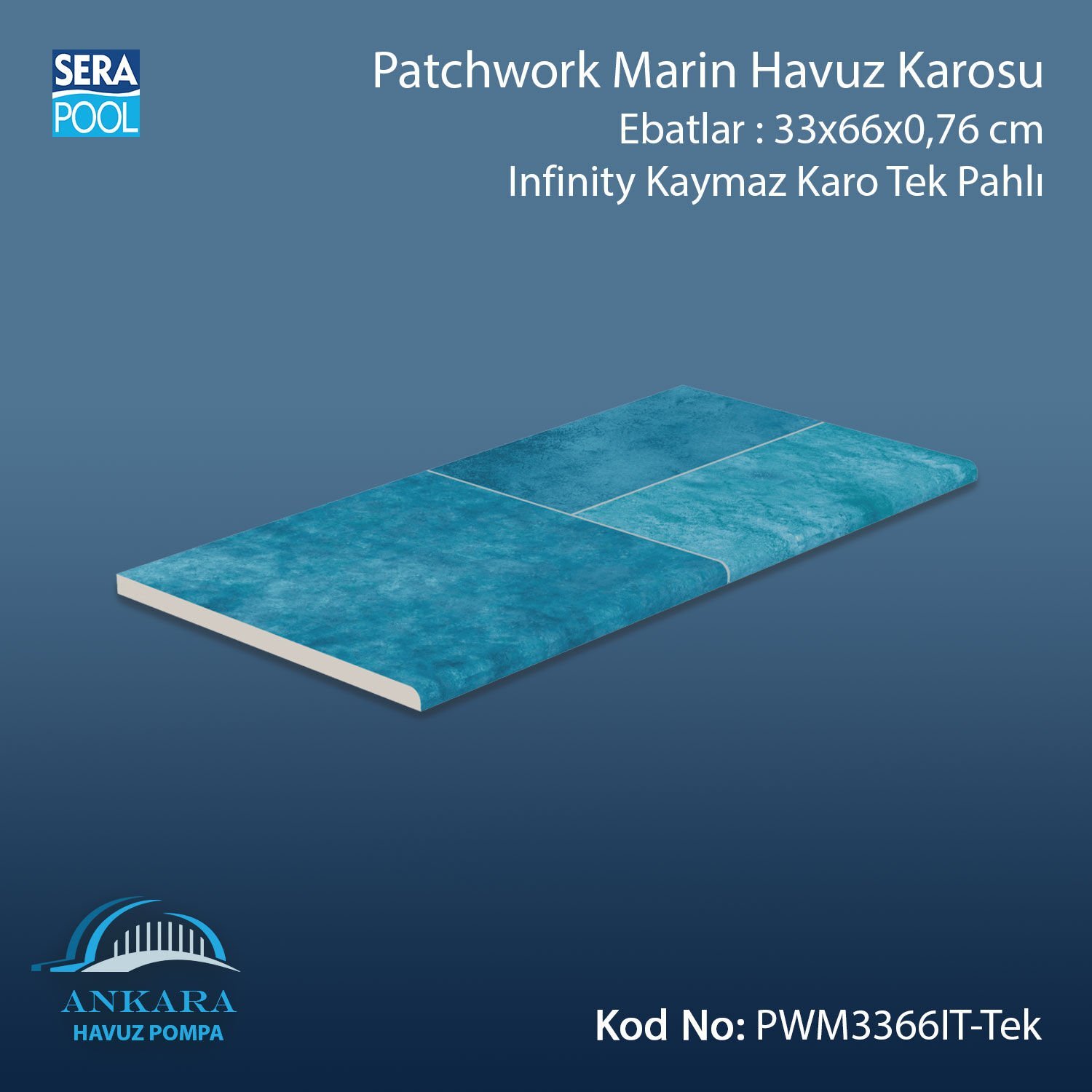 Patchwork Marin 33x66x0,76 cm Infinity Kaymaz Karo Tek Pahlı