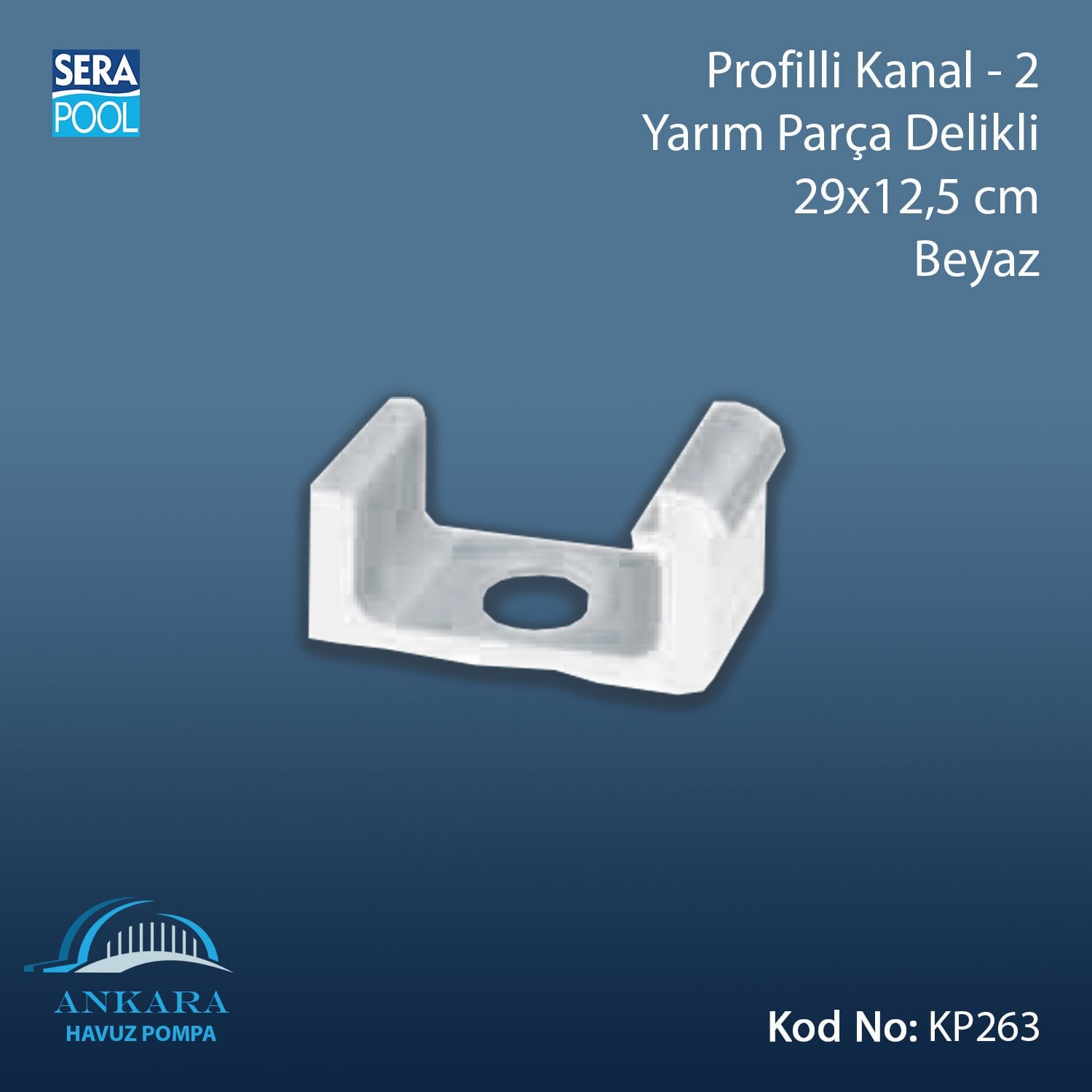 Profilli Kanal-2 - Yarım Parça Delikli - 29x12,5 cm Beyaz