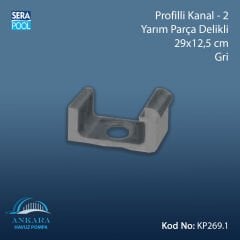 Profilli Kanal-2 - Yarım Parça Delikli - 29x12,5 cm Gri