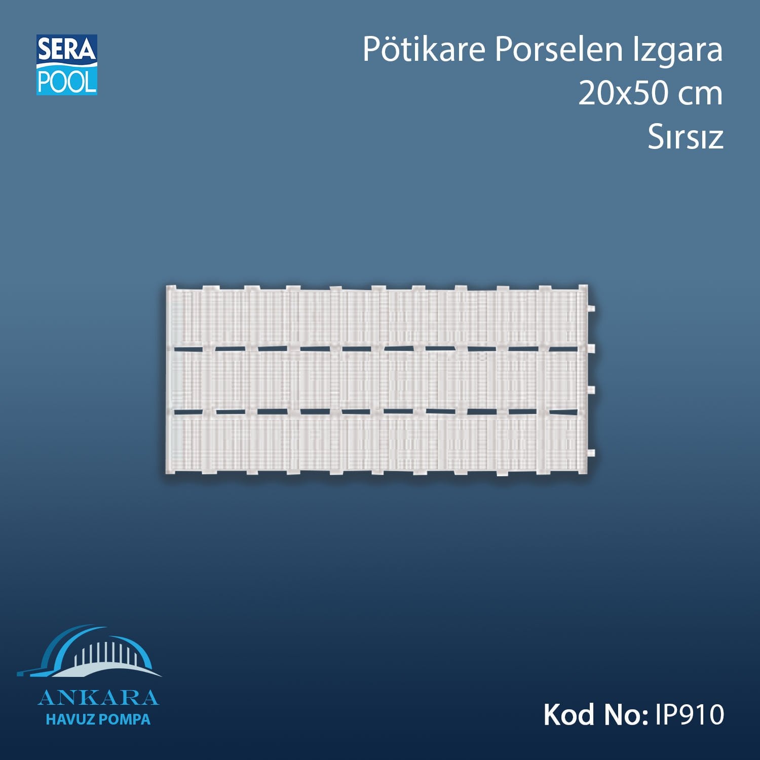 Pötikare Porselen Izgara - 20x50 cm Sırsız