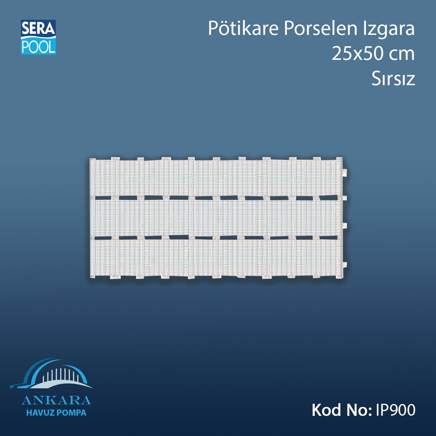 Pötikare Porselen Izgara - 25x50 cm Sırsız