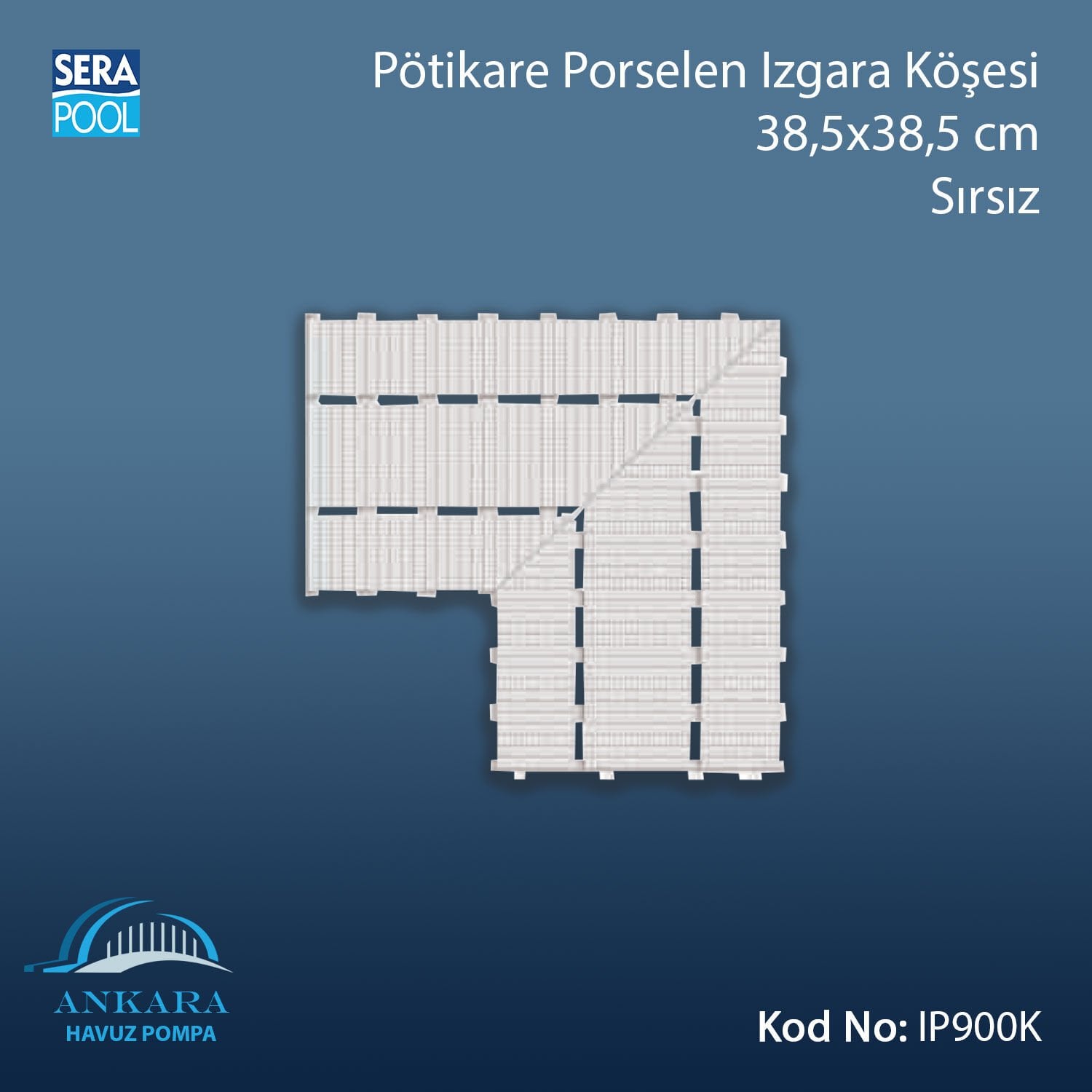 Pötikare Porselen Izgara Köşesi - 38,5x38,5 cm Sırsız