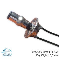 6W / 12V Simit 1''- 1  1/2'' Yüksek Güçlü Led, Paslanmaz Sualtı Lambası