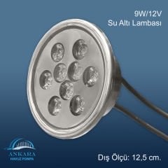 9W / 12V Yüksek Güçlü Led, Paslanmaz Sualtı Lambası