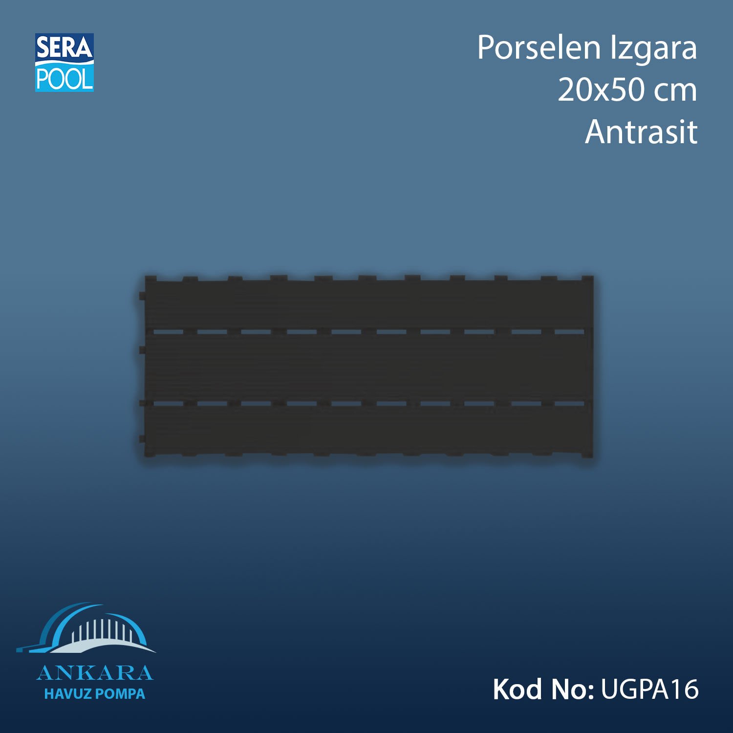 Universal Porselen Izgara - 20x50 cm Antrasit