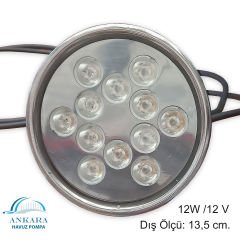 12W / 12V Yüksek Güçlü Led, Paslanmaz Sualtı Lambası