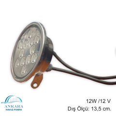 12W / 12V Yüksek Güçlü Led, Paslanmaz Sualtı Lambası