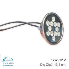 12W / 12V Yüksek Güçlü Led, Paslanmaz Sualtı Lambası