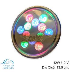12W / 12V Yüksek Güçlü Led, Paslanmaz Sualtı Lambası