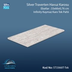 Silver Traverten 33x66x0,76 cm Infinity Kaymaz Karo Tek Pahlı
