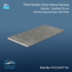 Pool Garden Grey 33x66x0,76 cm Infinity Kaymaz Karo Tek Pahlı