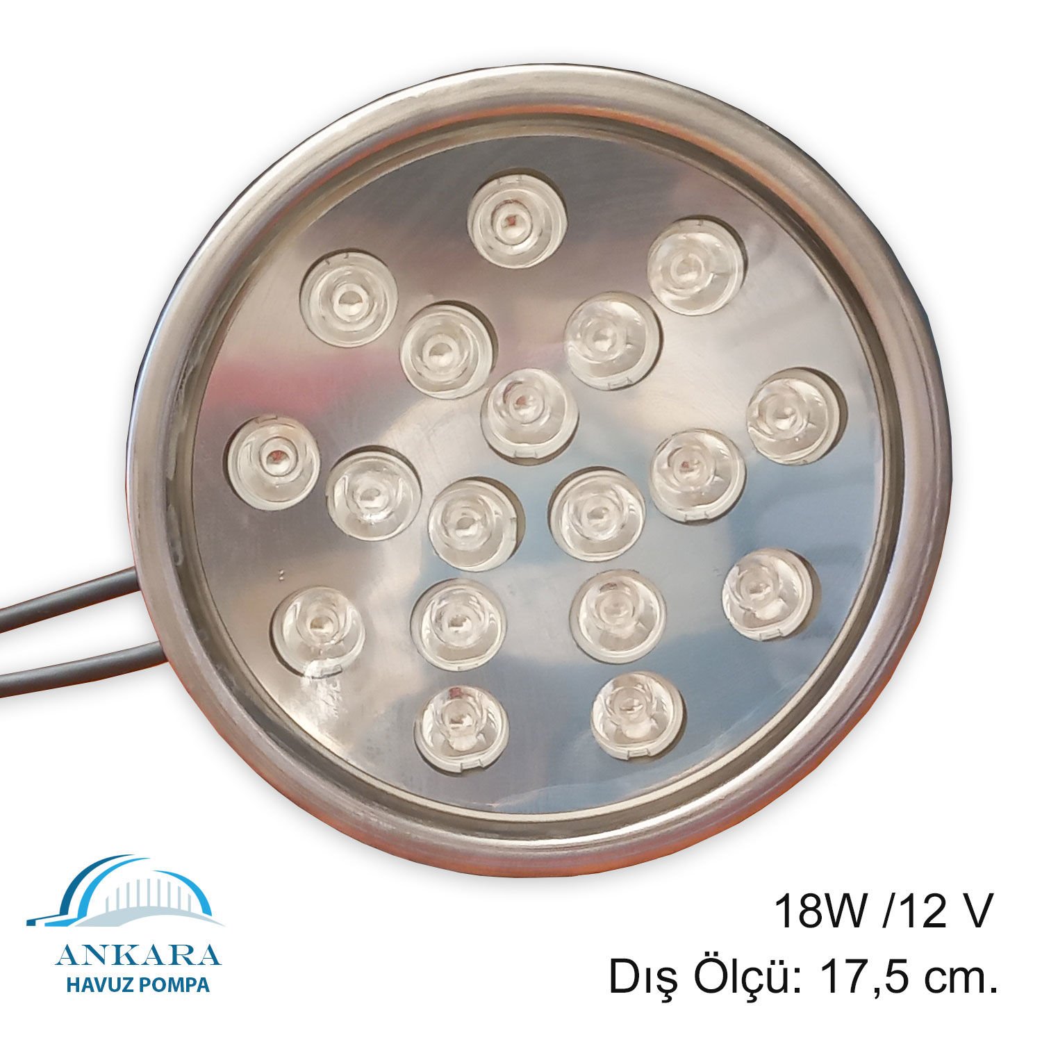 18W / 12V Yüksek Güçlü Led, Paslanmaz Sualtı Lambası