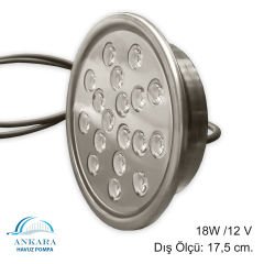 18W / 12V Yüksek Güçlü Led, Paslanmaz Sualtı Lambası