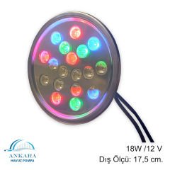 18W / 12V Yüksek Güçlü Led, Paslanmaz Sualtı Lambası