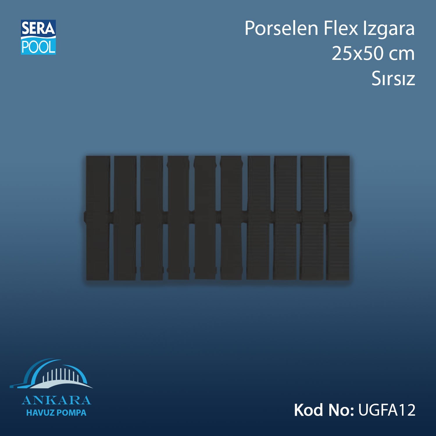 Universal Porselen Flex Izgara - 25x50 cm Antrasit