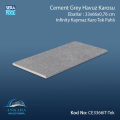 Cement Grey 33x66x0,76 cm Infinity Kaymaz Karo Tek Pahlı