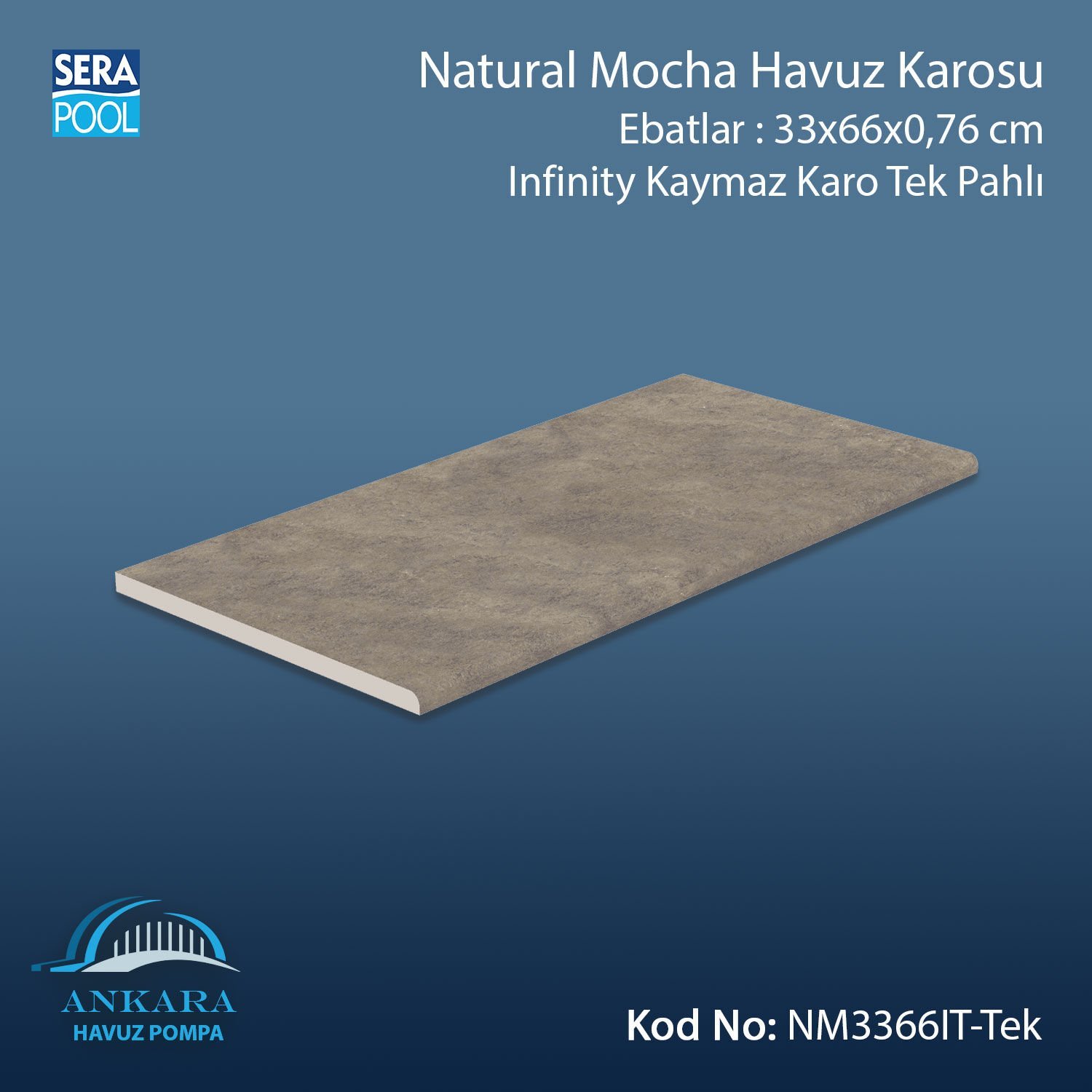 Natural Mocha 33x66x0,76 cm Infinity Kaymaz Karo Tek Pahlı