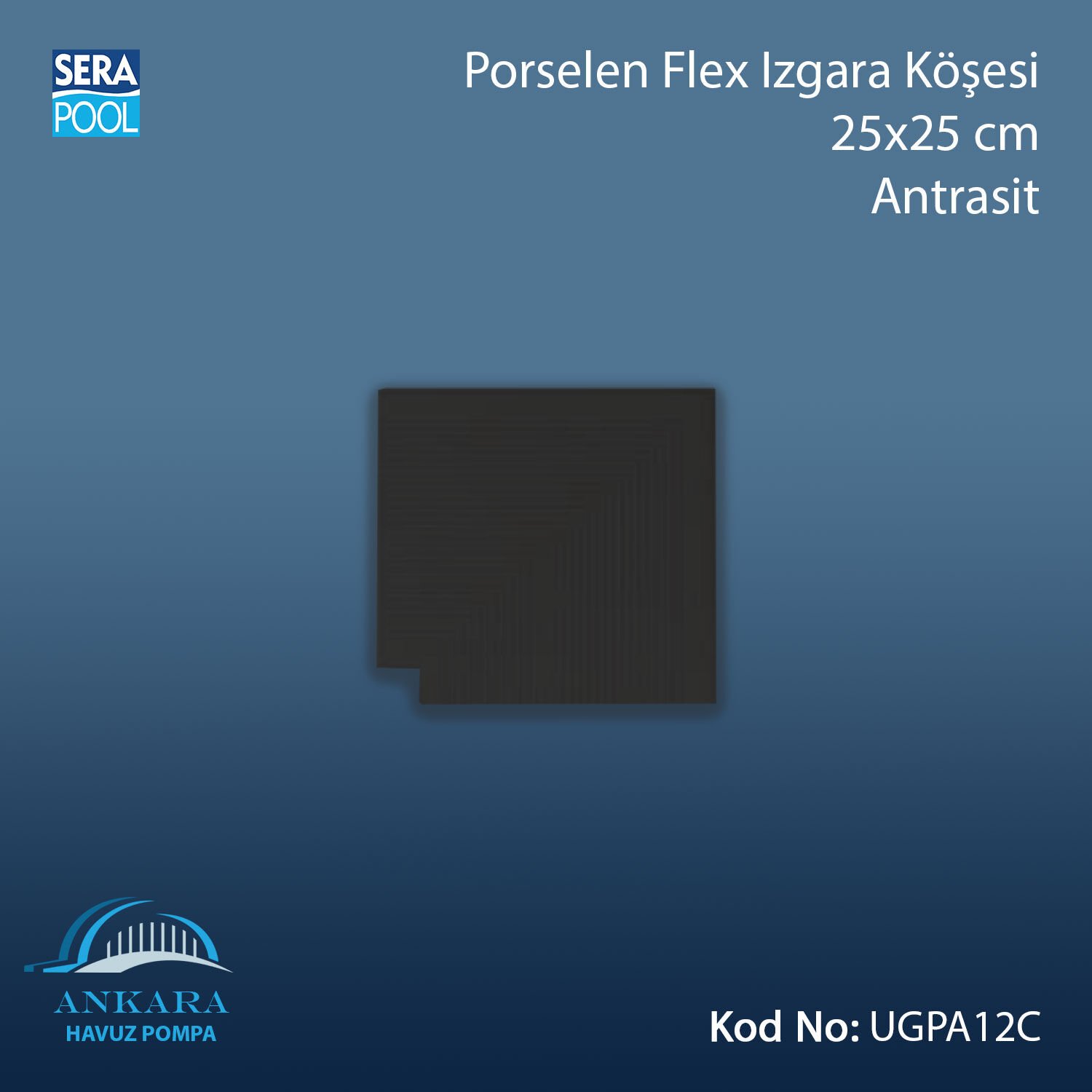 Universal Porselen Flex Izgara Köşesi - 25x25 cm Antrasit
